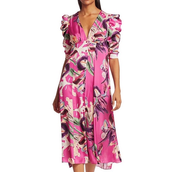 PatBO Dresses & Skirts - Patbo Grace Floral Puff Sleeve Midi Dress Size 0‎